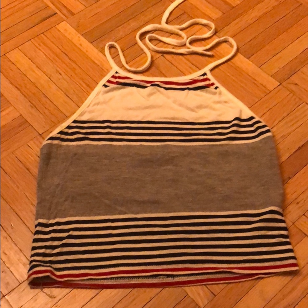 Tie crop top striped Brandy Melville
